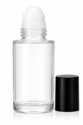 1oz clear glass roll-on bottle with black cap