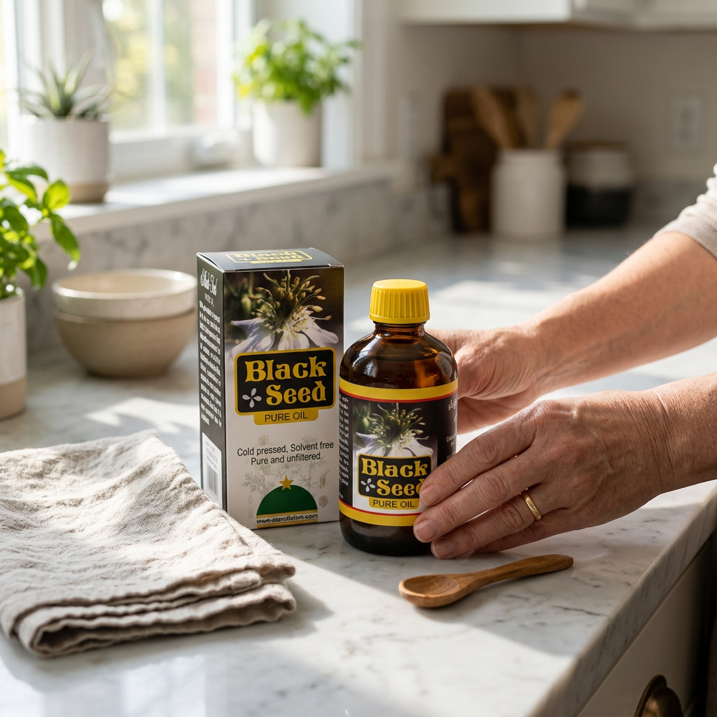 Black Seed Oil kitchen scene