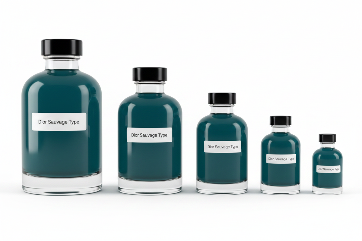 Dior Sauvage Type Perfume Body Oil - all 4 sizes lineup