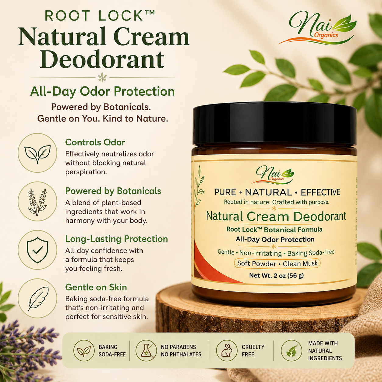ROOT LOCK™ Natural Cream Deodorant